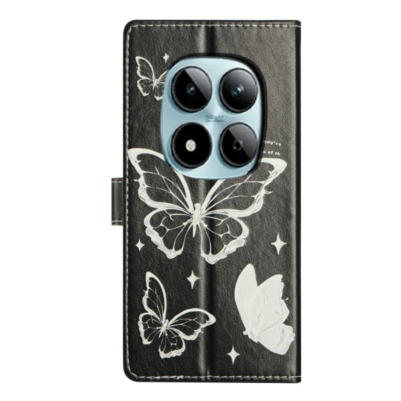 Fodral Xiaomi Redmi Note 15 Pro Plus 5g Svarta Och Vita Fjärilar