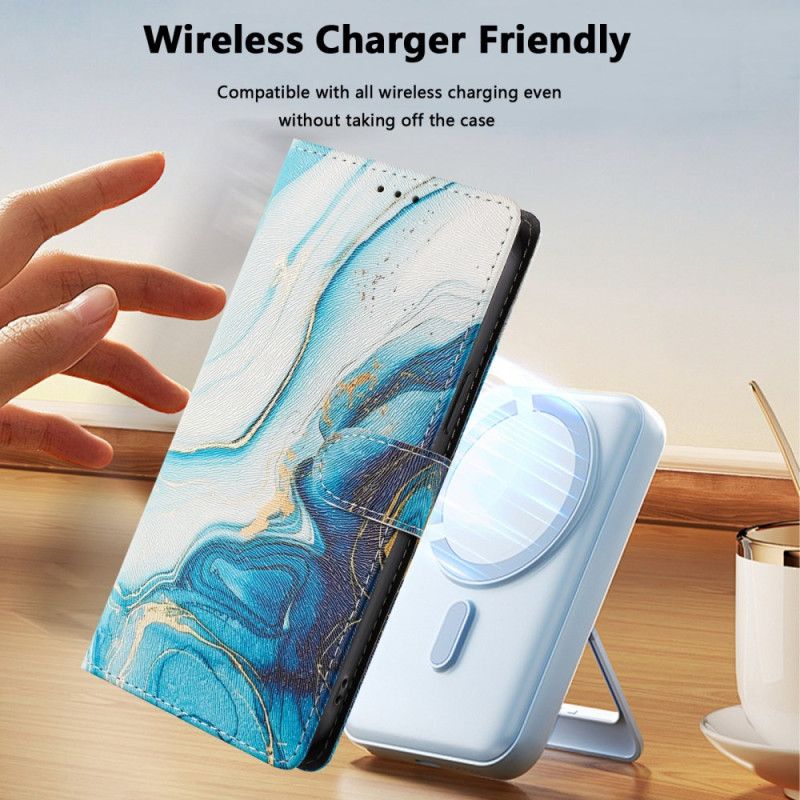 Läderfodral Xiaomi Redmi Note 15 Pro Plus 5g Telefonfodral Blå Marmor