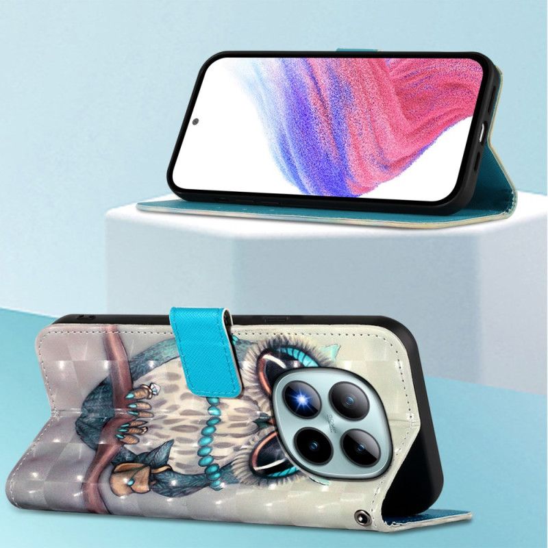 Läderfodral Xiaomi Redmi Note 15 Pro Plus 5g Telefonfodral Grå Uggla