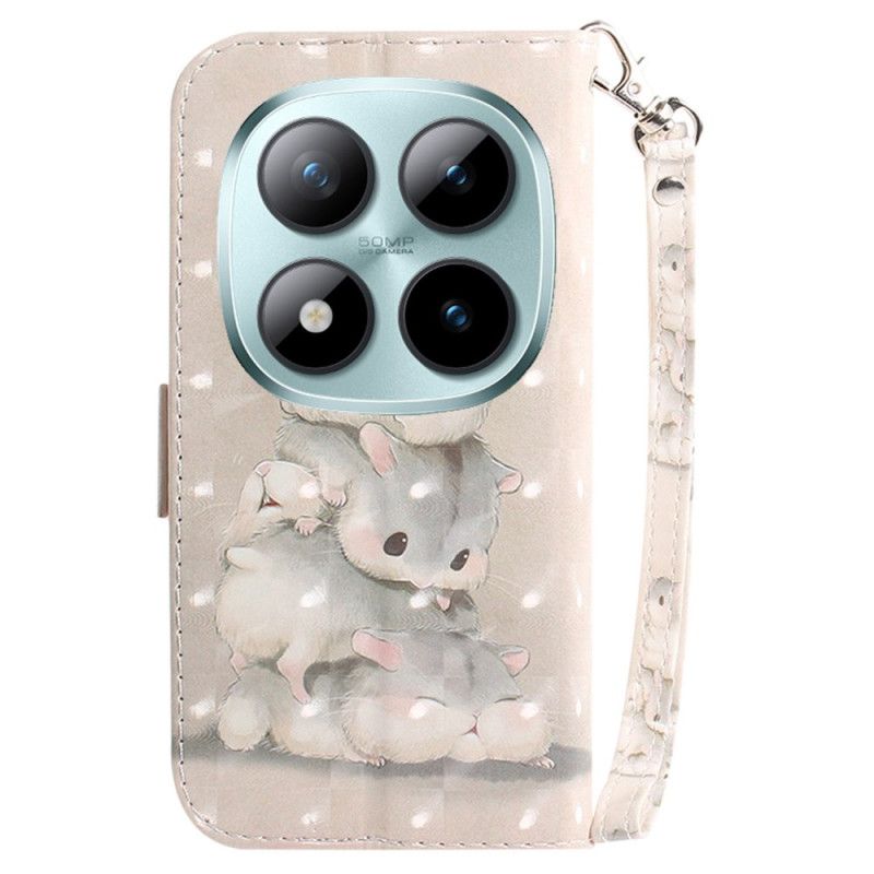 Läderfodral Xiaomi Redmi Note 15 Pro Plus 5g Telefonfodral Hög Med Hamstrar Med Rem