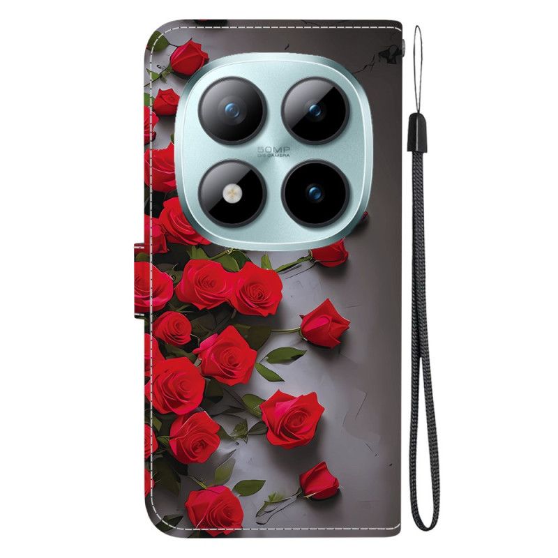 Läderfodral Xiaomi Redmi Note 15 Pro Plus 5g Telefonfodral Röda Rosor