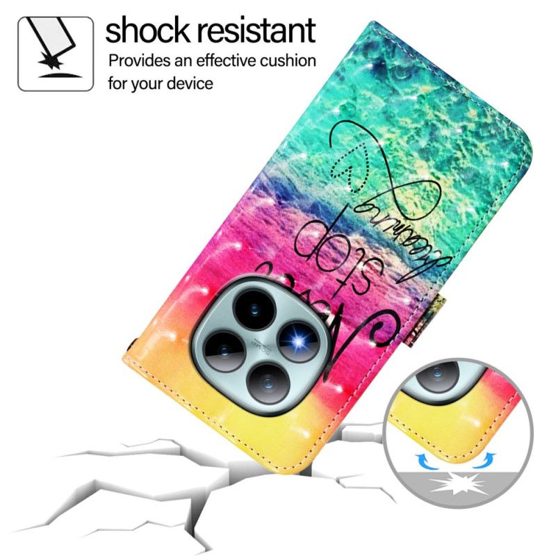 Läderskal Fodral Xiaomi Redmi Note 15 Pro Plus 5g Sluta Aldrig Drömma