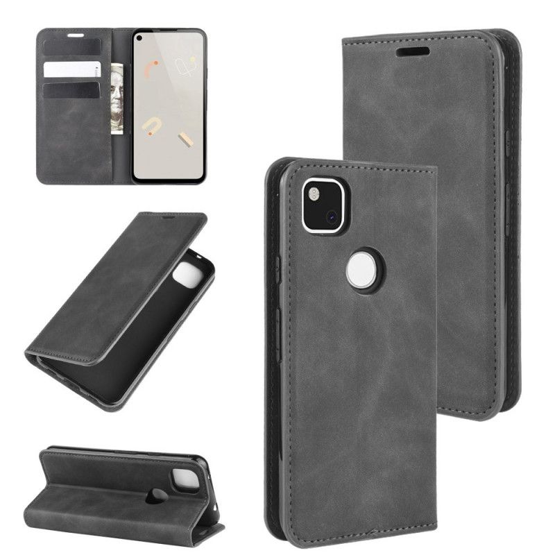 Folio-fodral Google Pixel 4a Svart Silkesmjukt Lädereffekt