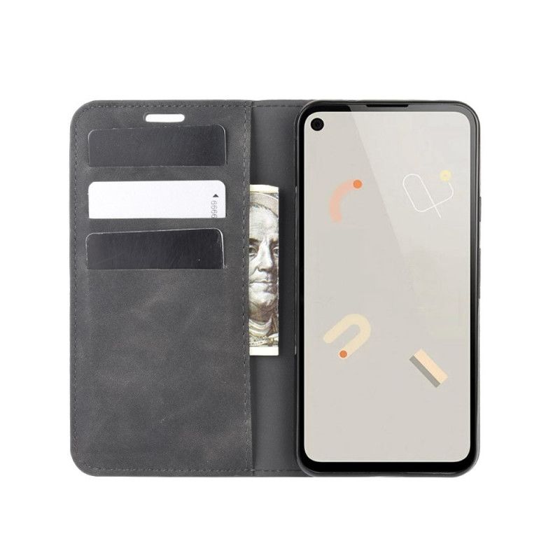 Folio-fodral Google Pixel 4a Svart Silkesmjukt Lädereffekt