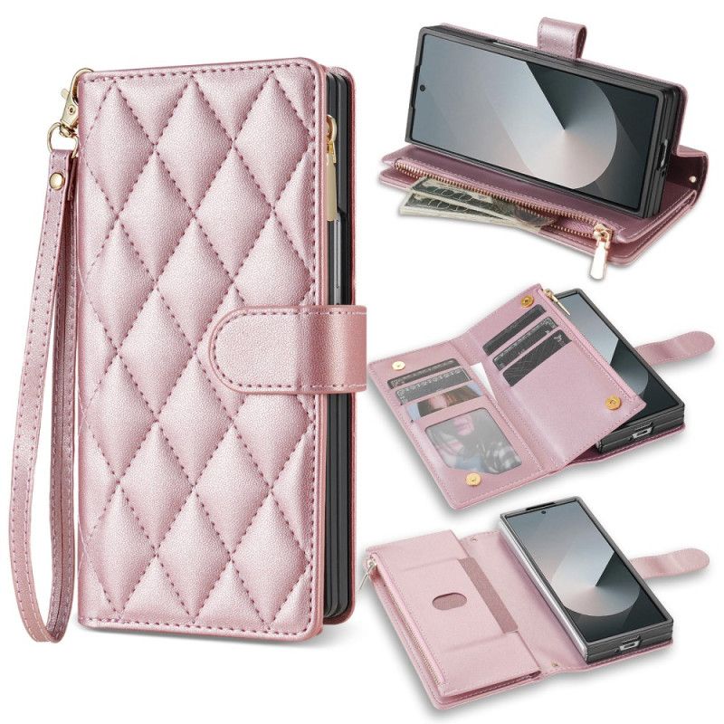 Fodral För Samsung Galaxy Z Fold 7 Vadderad Med Axelrem Och Rem