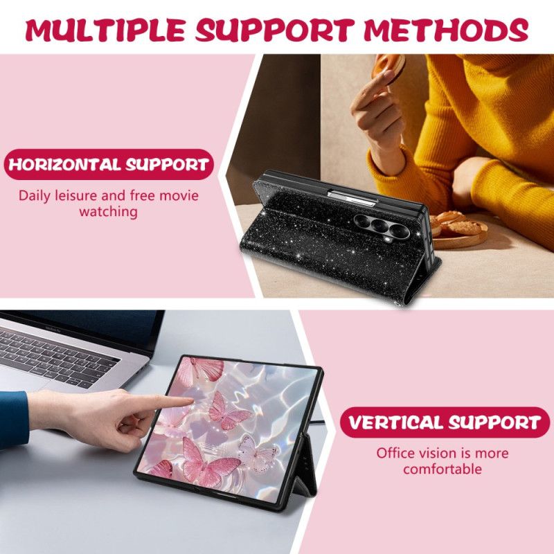 Läderfodral Samsung Galaxy Z Fold 7 Telefonfodral Glitter