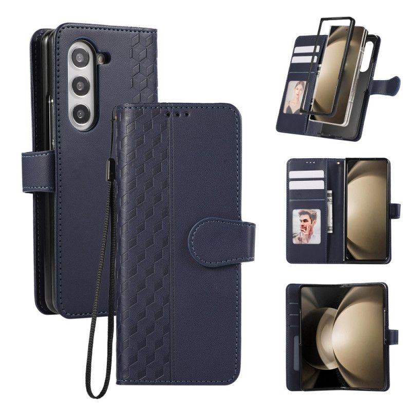 Läderfodral Samsung Galaxy Z Fold 7 Telefonfodral Präglat Mönster Med Rem