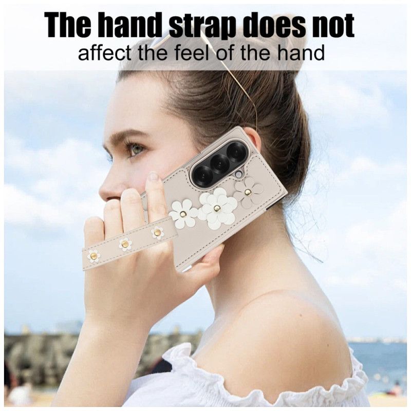 Skal Samsung Galaxy Z Fold 7 Korthållare Och Stativ Med 3d-blommor