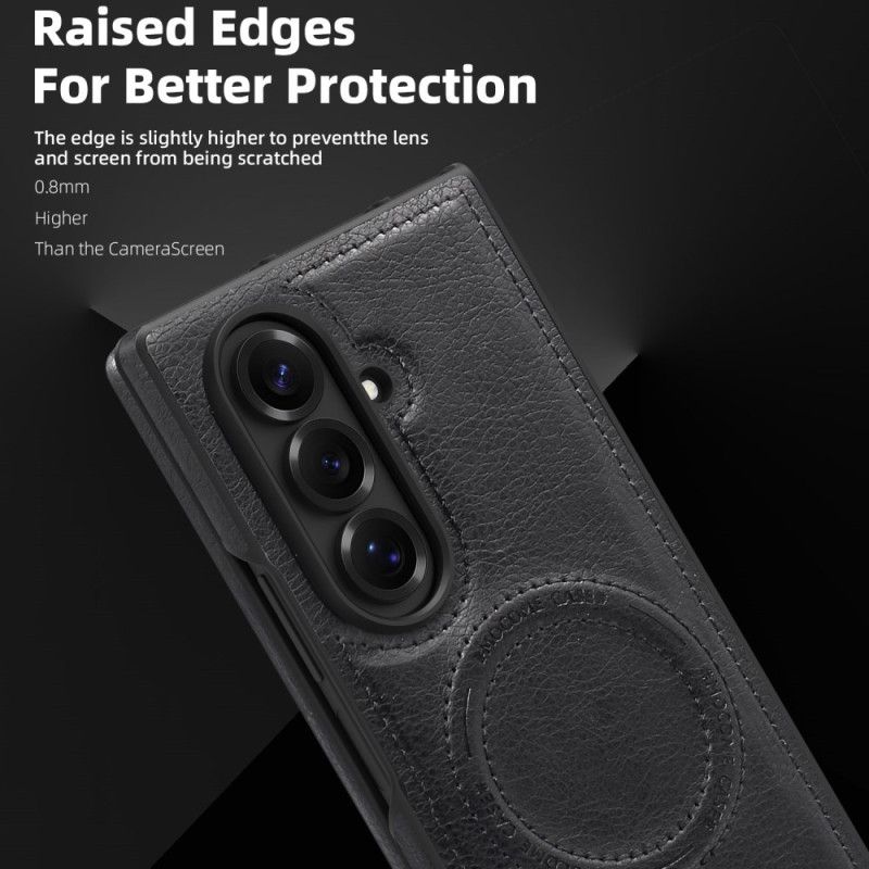 Skal Samsung Galaxy Z Fold 7 Magsafe Lädereffekt Och Stativ