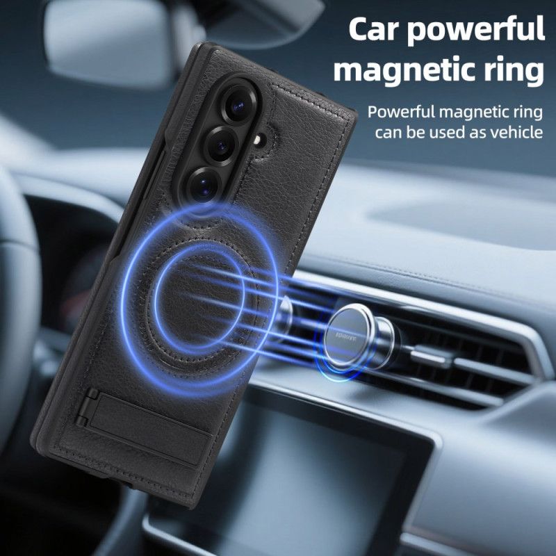 Skal Samsung Galaxy Z Fold 7 Magsafe Lädereffekt Och Stativ