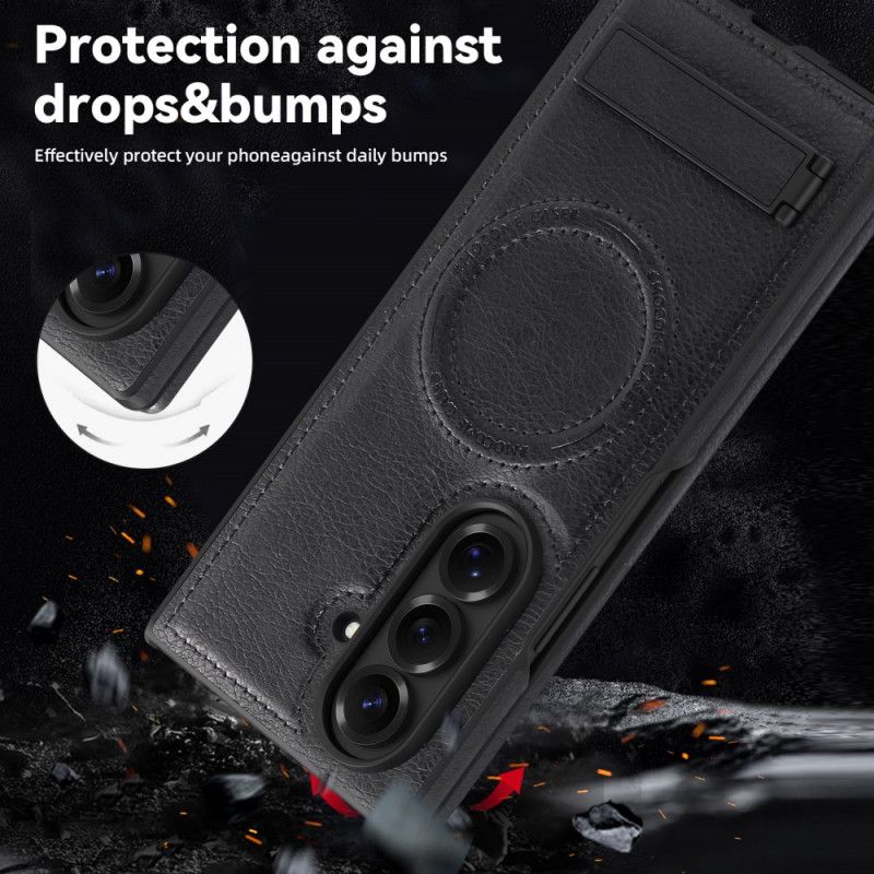 Skal Samsung Galaxy Z Fold 7 Magsafe Lädereffekt Och Stativ