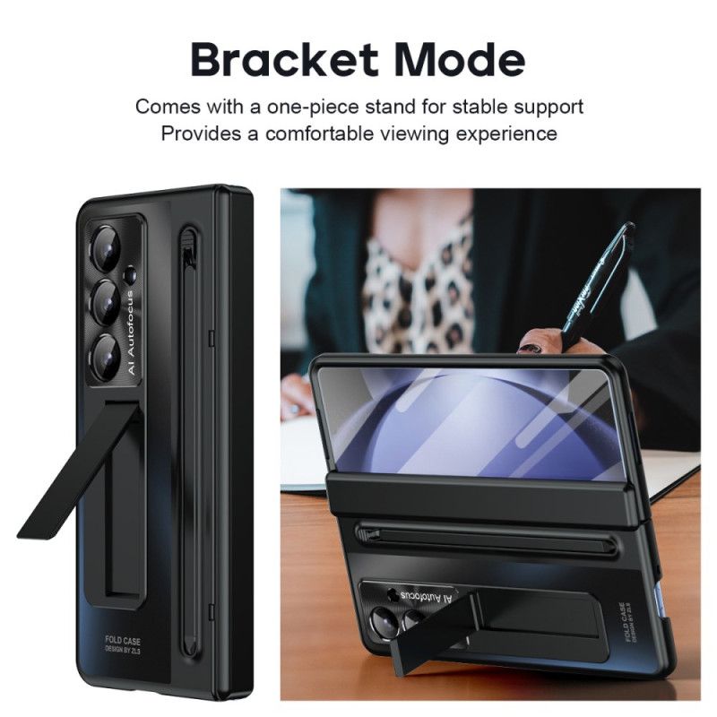 Skal Samsung Galaxy Z Fold 7 Stativ Och Skärmskydd Med Metalleffekt