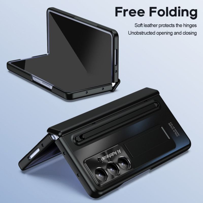 Skal Samsung Galaxy Z Fold 7 Stativ Och Skärmskydd Med Metalleffekt