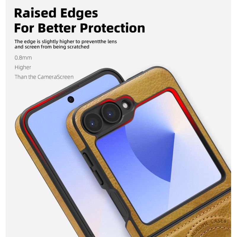 Skal För Samsung Galaxy Z Flip 7 Fe Magsafe-kompatibelt Stativ Med Lädereffekt