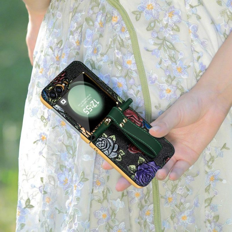 Skal Samsung Galaxy Z Flip 7 Fe Axelrem Med Blommönster