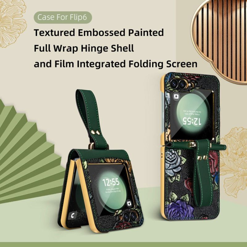 Skal Samsung Galaxy Z Flip 7 Fe Axelrem Med Blommönster