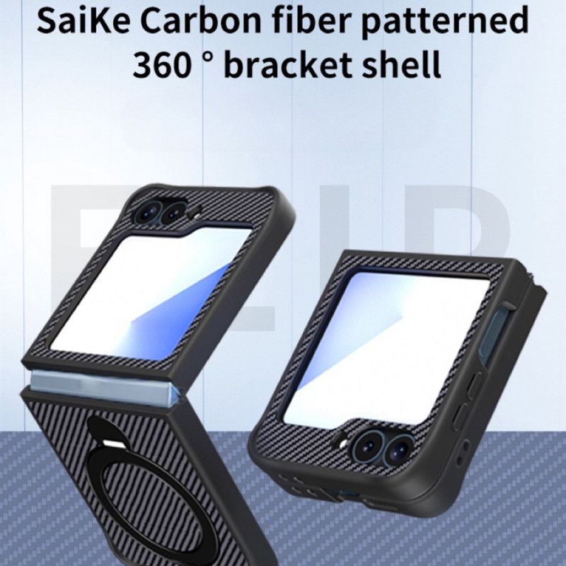 Skal Samsung Galaxy Z Flip 7 Fe Kolfiberdesign Med Magnetiskt Stativ