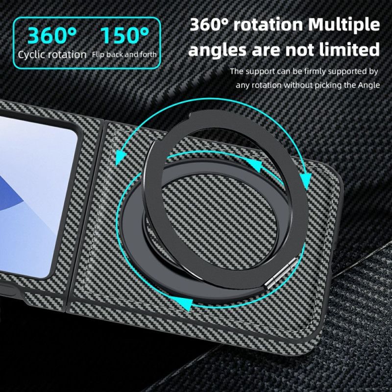 Skal Samsung Galaxy Z Flip 7 Fe Magnetisk Kolfiber Och Stativ