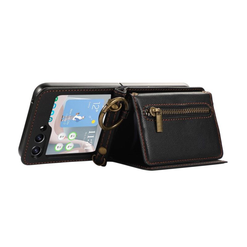 Skal Samsung Galaxy Z Flip 7 Fe Plånbok Och Axelrem Med Dragkedja