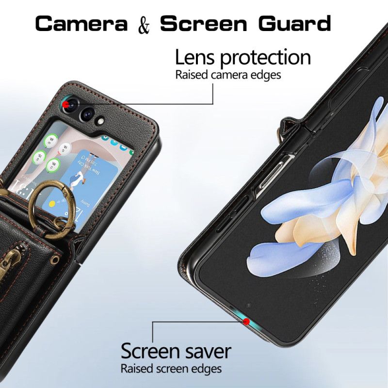 Skal Samsung Galaxy Z Flip 7 Fe Plånbok Och Axelrem Med Dragkedja