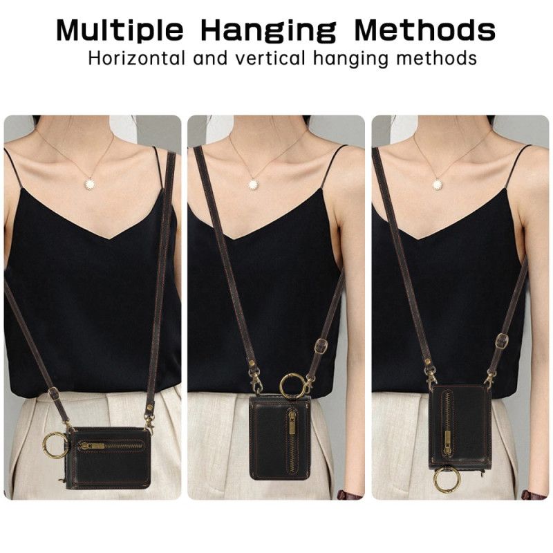 Skal Samsung Galaxy Z Flip 7 Fe Plånbok Och Axelrem Med Dragkedja