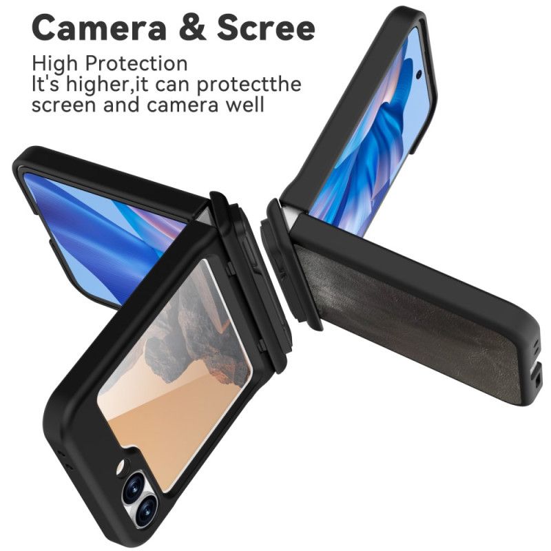 Skal Samsung Galaxy Z Flip 7 Fe Stativ Med Vintage-lädereffekt