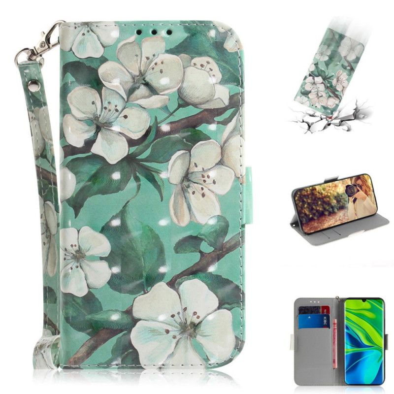 Skyddsfodral Xiaomi Mi 10 / 10 Pro Grön Blommande Gren Med Rem