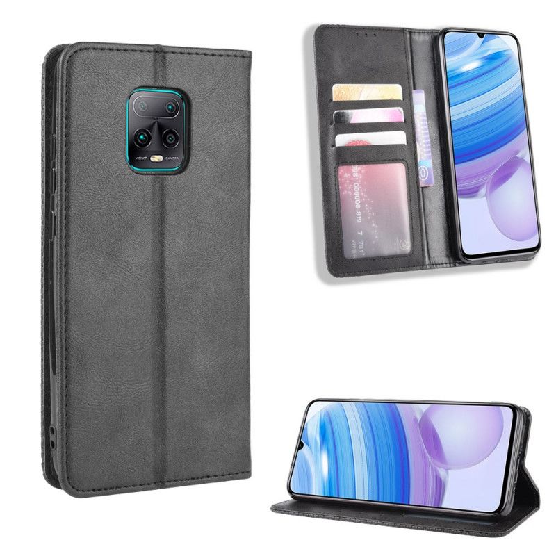 Folio-fodral för Xiaomi Redmi 10X / 10X Pro Svart Stiliserad Vintage Lädereffekt