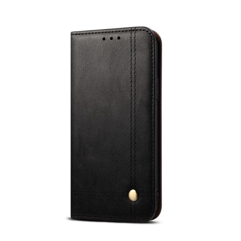 Folio-fodral Xiaomi Redmi 10X / 10X Pro Svart Mobilskal Sydd Lädereffekt