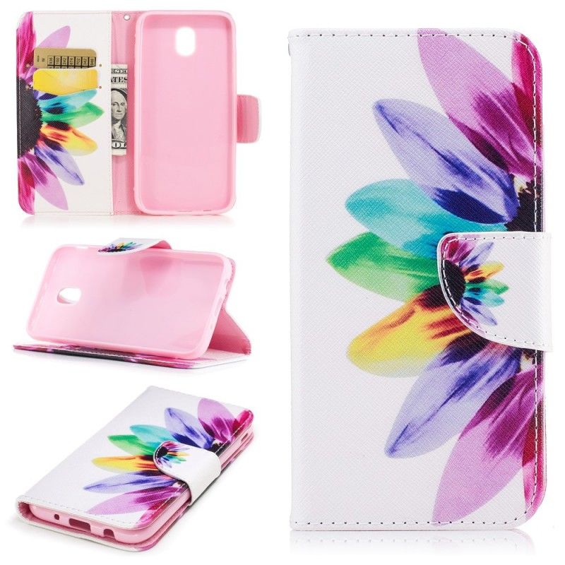 Läderfodral Samsung Galaxy J3 2017 Mobilskal Akvarellblomma
