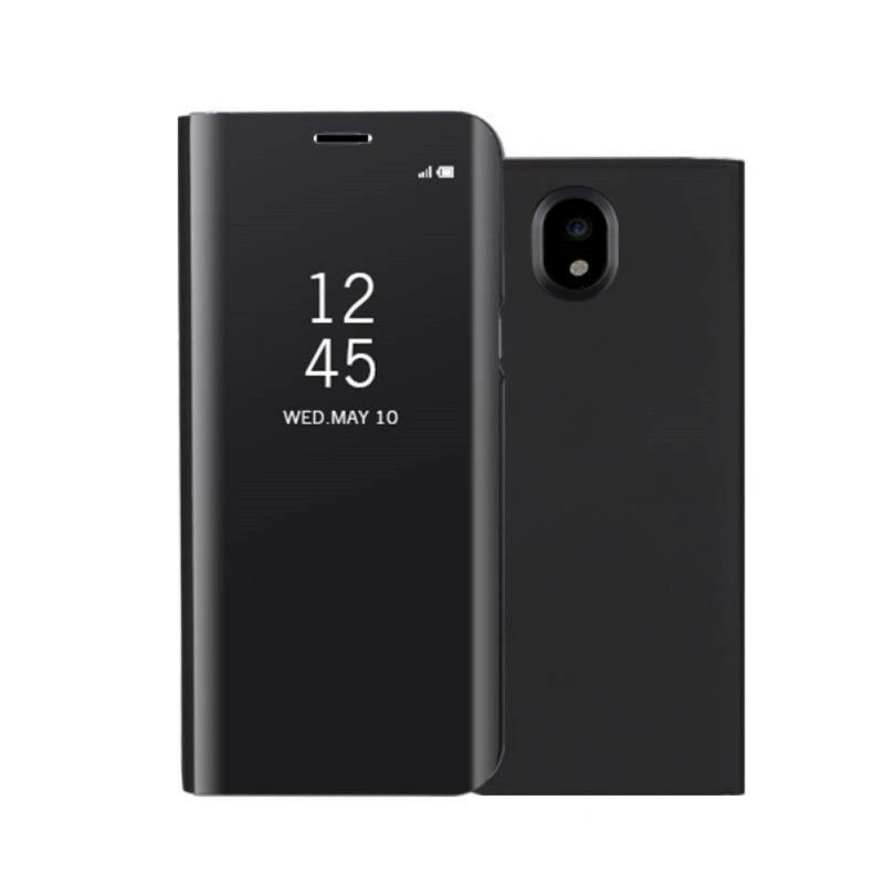 Visa Omslag Samsung Galaxy J3 2017 Svart Spegel Och Lädereffekt