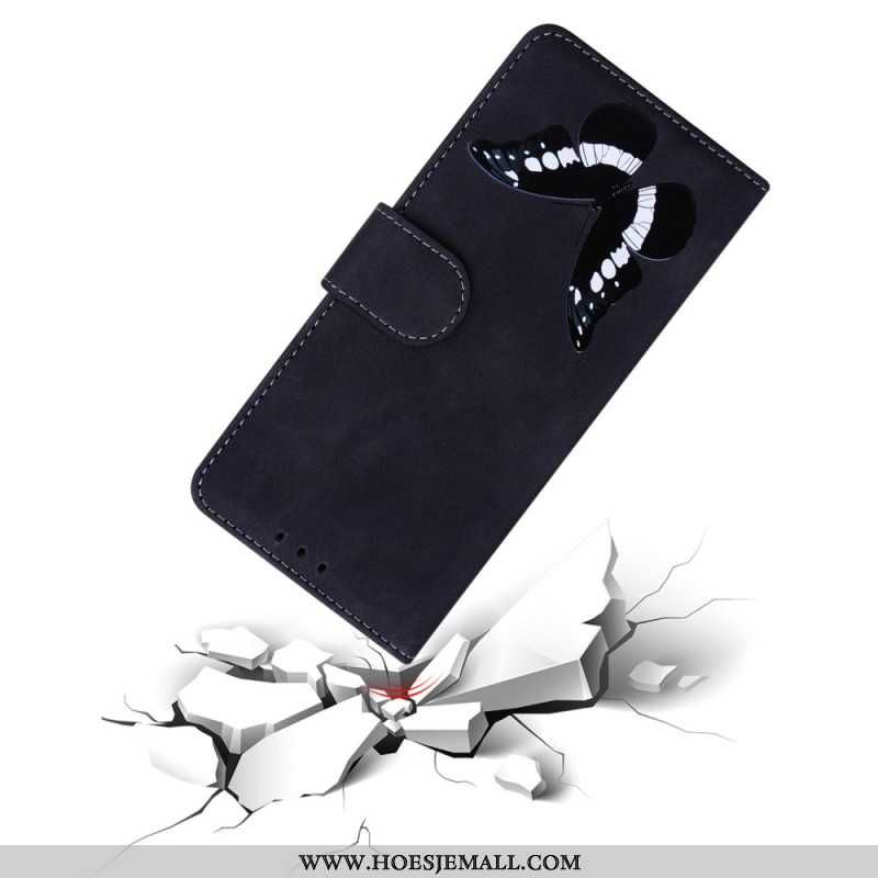 Läderfodral Samsung Galaxy S24 5g Telefonfodral Fjäril Med Rem