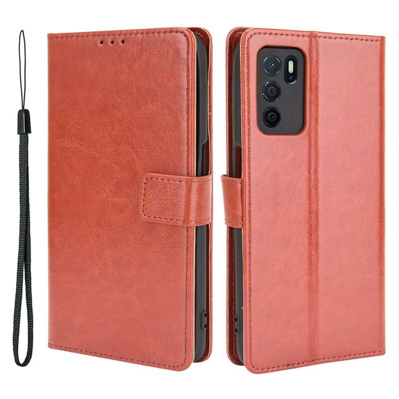 Läderfodral Oppo A16 / A16s Telefonfodral Flashigt Konstläder