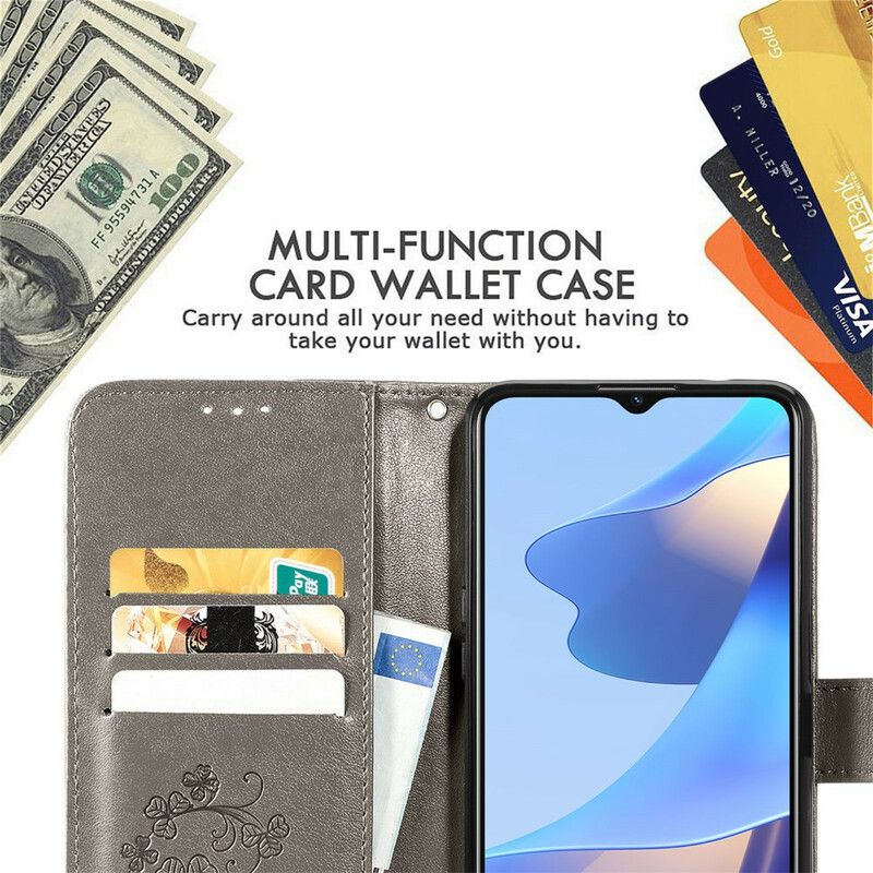 Läderfodral Oppo A16 / A16s Telefonfodral Fyrklöver