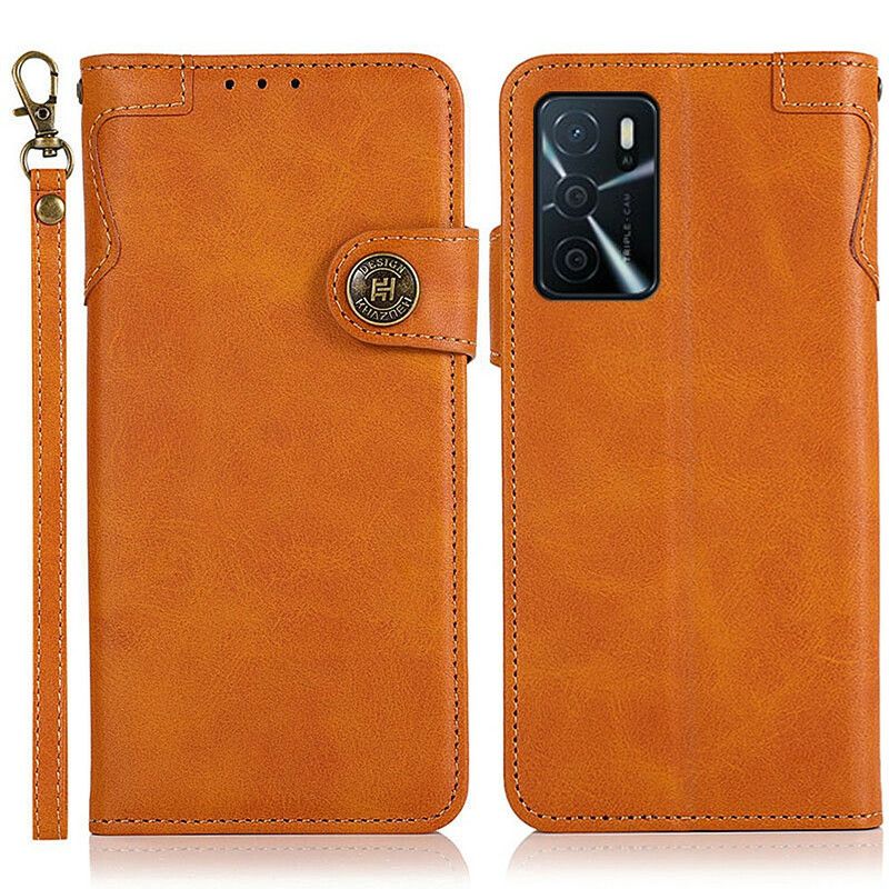 Läderfodral Oppo A16 / A16s Telefonfodral Knapp I Konstläder Khazneh