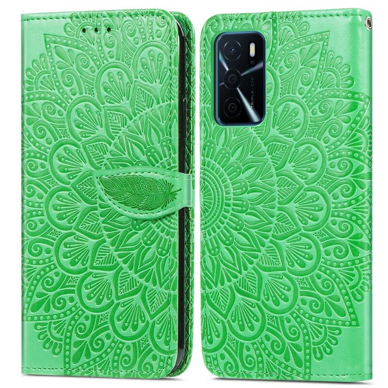 Läderfodral Oppo A16 / A16s Telefonfodral Tribal Leaves