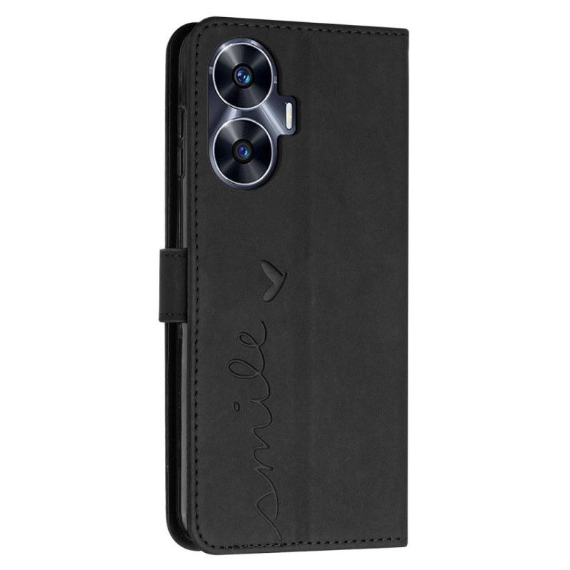 Läderskal Fodral Realme C55 Leende Med Axelrem