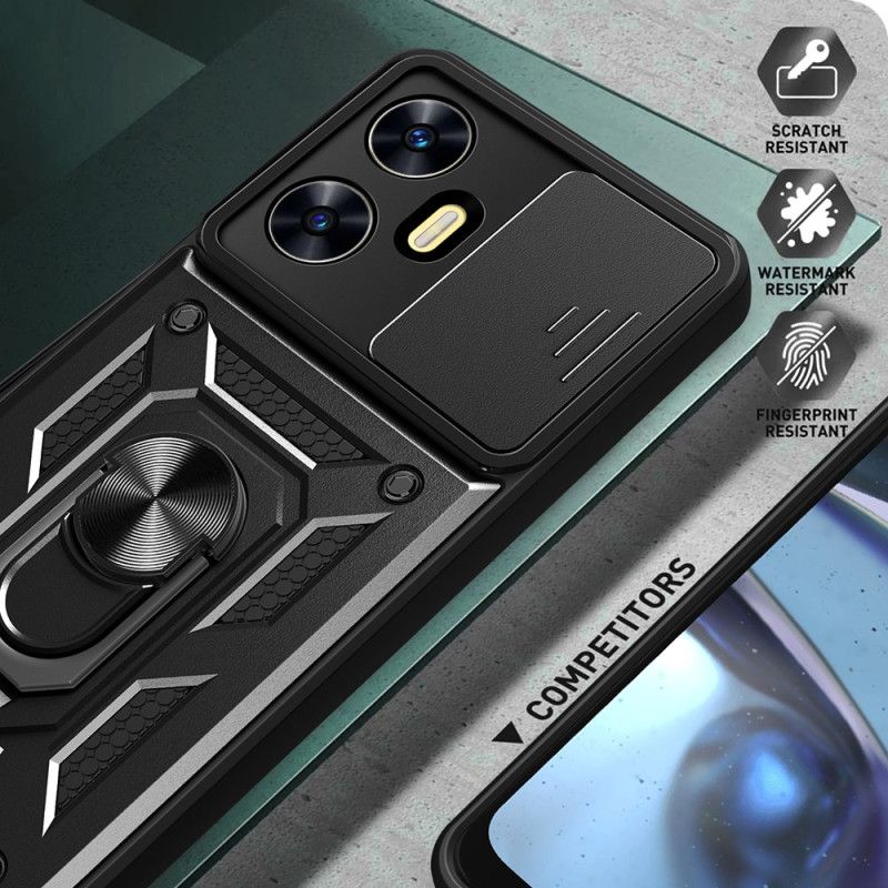 Skal Realme C55 Telefonfodral Ringhållare Och Glidande Linsskydd