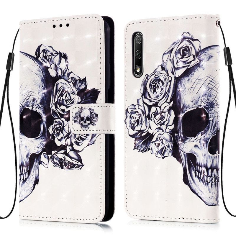 Läderskal Honor 9X Pro 3D Blommaskalle