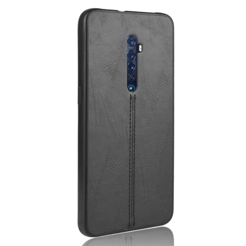 Skal Oppo Reno 2 Svart Sömmar I Läderstil