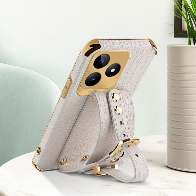 Skal Realme C53 Armbandsstöd Med Krokodilstruktur