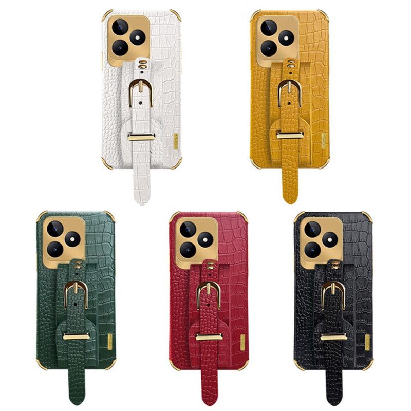 Skal Realme C53 Armbandsstöd Med Krokodilstruktur