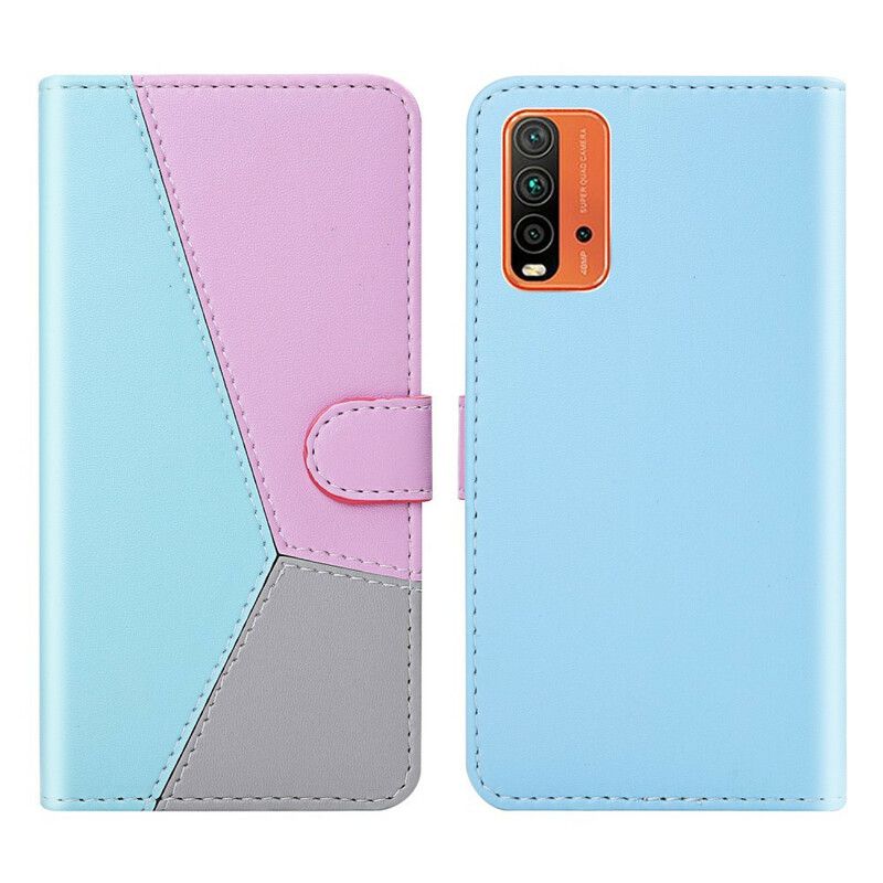 Fodral Xiaomi Redmi 9t Trefärgad Lädereffekt