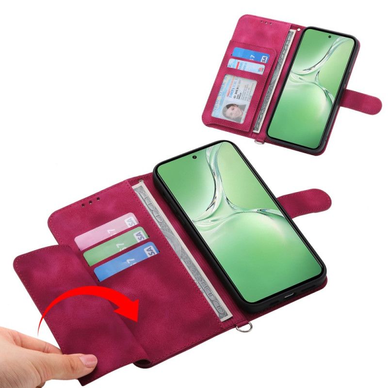 Läderfodral Oneplus 13r Telefonfodral Mocka Med Spetseffekt Och Rem Och Axelrem