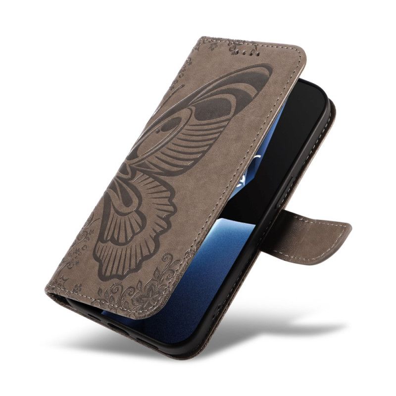 Läderfodral Oneplus 13r Telefonfodral Plånbok Med Fjärilsdesign