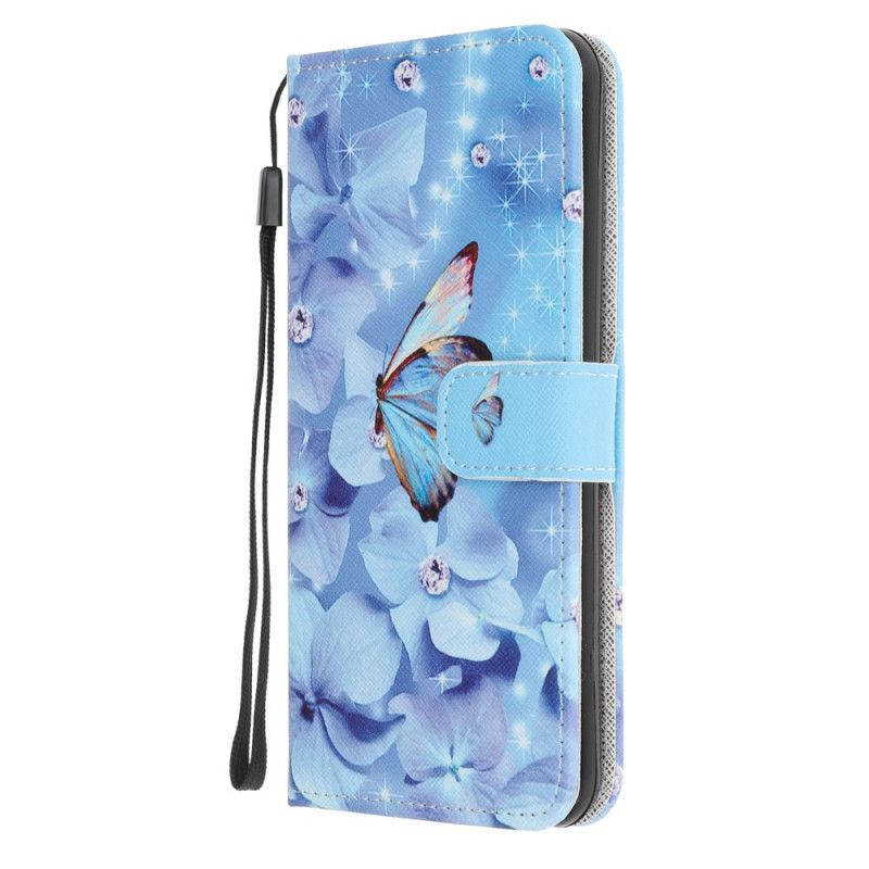 Fodral OnePlus Nord N10 Fjärilar Diamanter Med Rem
