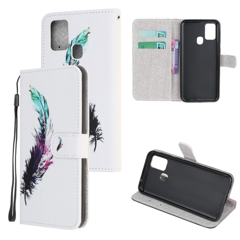 Läderskal OnePlus Nord N10 Fjäder Med Rem