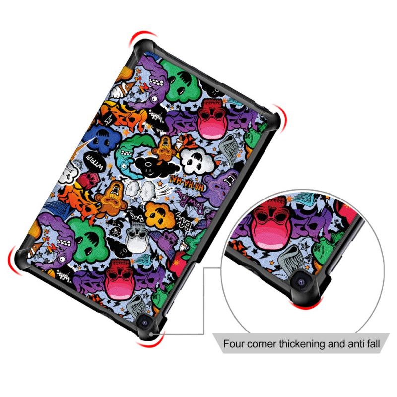 Smart Fodral Samsung Galaxy Tab A 8" (2019) Röd Förstärkt Graffiti