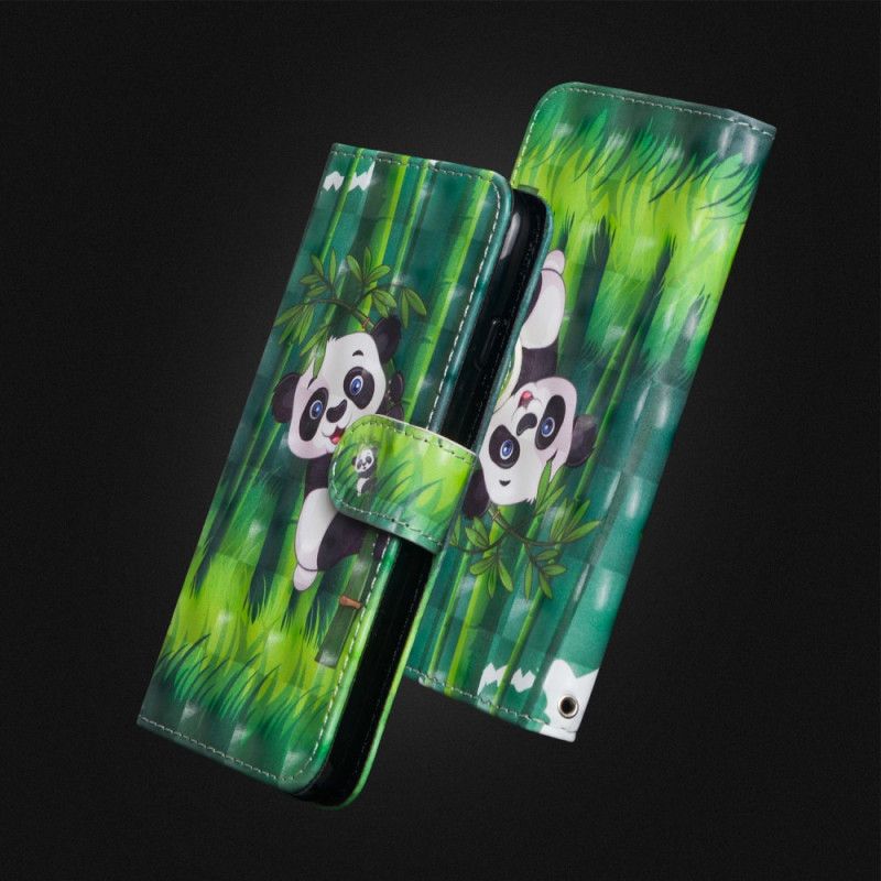Läderfodral Honor 10 Mobilskal Panda Och Bambu