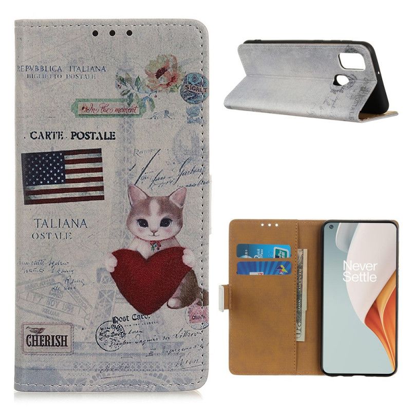 Fodral för OnePlus Nord N100 Resande Katt